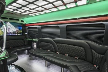 Orange Sprinter Party Bus Interior