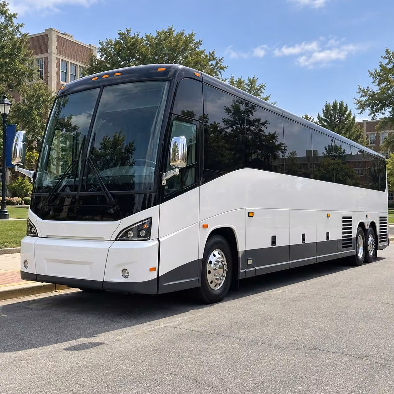 orange charter bus rental fleet