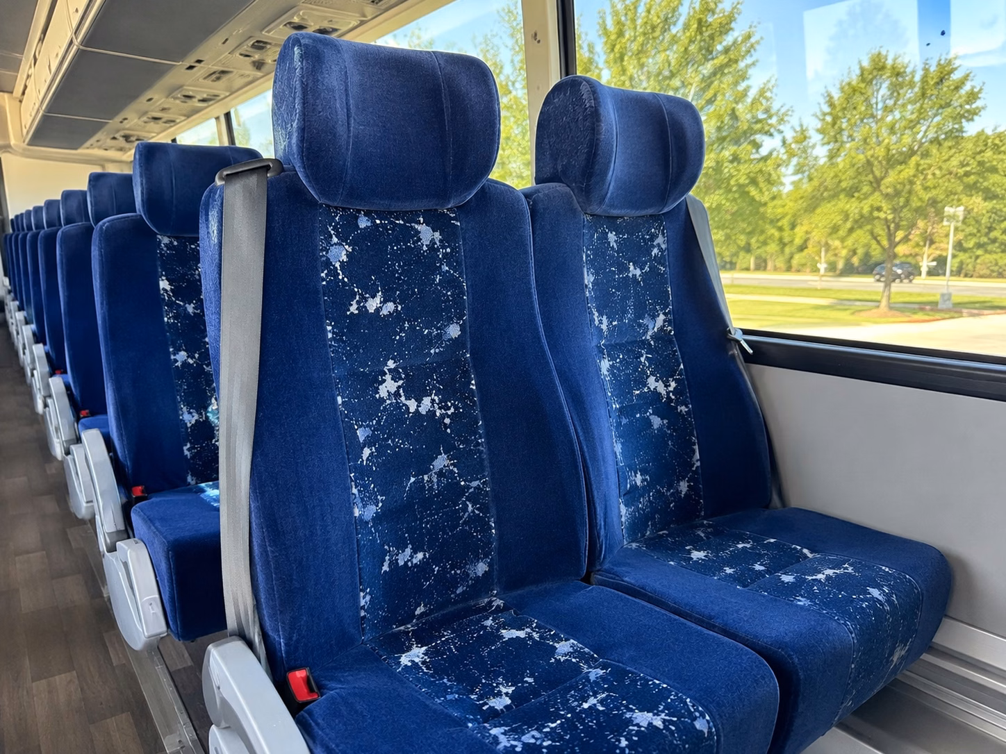 orange charter bus rental inside